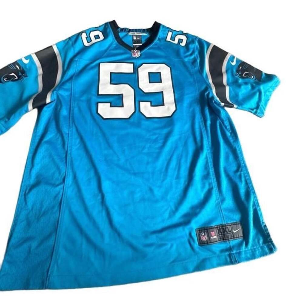 Nike Carolina Panthers Luke Kuechly Size XXL Blue NFL Jersey On Field